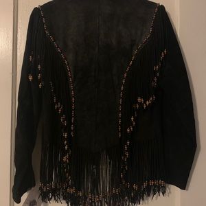 Beaded suede leather jacket